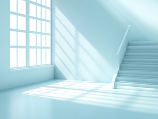 Fototapeta premium Modern Staircase Sunlight Interior.