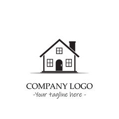 a home silhouette black and white illustration for logo company vector image