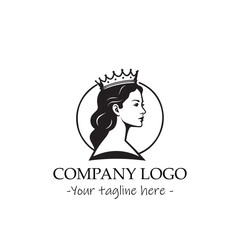 a Queen silhouette black and white illustration for logo company vector image