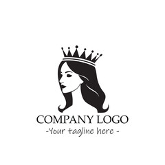 a Queen silhouette black and white illustration for logo company vector image