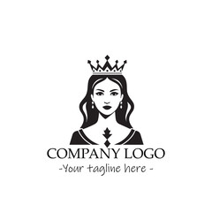 a Queen silhouette black and white illustration for logo company vector image