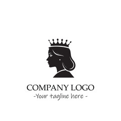 a Queen silhouette black and white illustration for logo company vector image