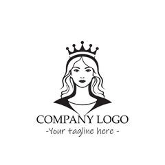 a Queen silhouette black and white illustration for logo company vector image