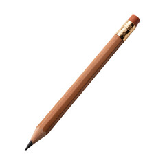 Wooden pencil with sharp graphite tip isolated on transparent background
