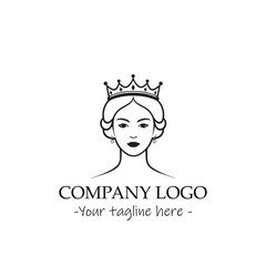 a Queen silhouette black and white illustration for logo company vector image