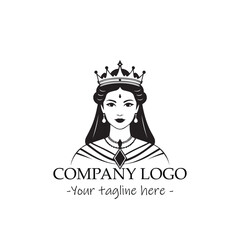 a Queen silhouette black and white illustration for logo company vector image