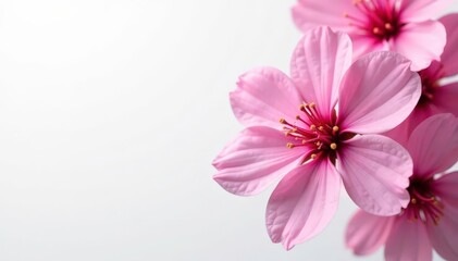 Obraz premium Vibrant full bloom sakura, overlapping petals, white background, white, floral