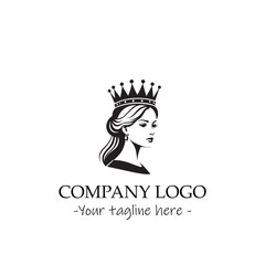 a Queen silhouette black and white illustration for logo company vector image