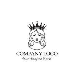 a Queen silhouette black and white illustration for logo company vector image