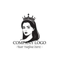 a Queen silhouette black and white illustration for logo company vector image