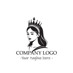 a Queen silhouette black and white illustration for logo company vector image