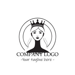 a Queen silhouette black and white illustration for logo company vector image