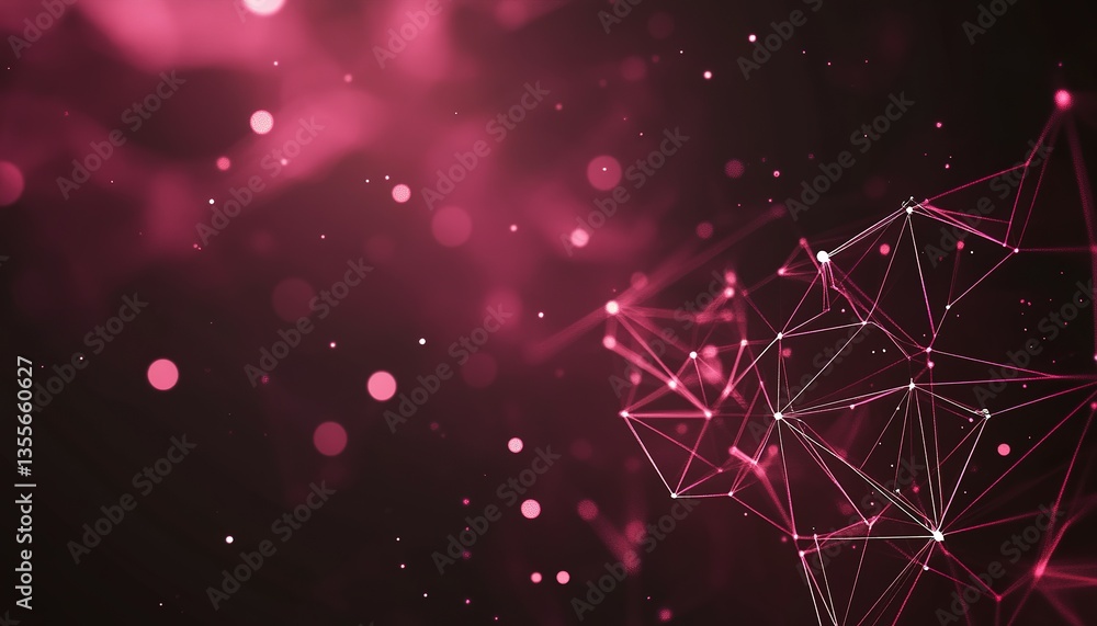 Aufkleber abstract purple network with particles and interconnected lines forming geometry