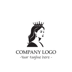 a Queen silhouette black and white illustration for logo company vector image