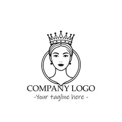 a Queen silhouette black and white illustration for logo company vector image