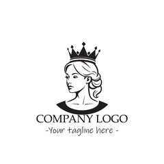a Queen silhouette black and white illustration for logo company vector image
