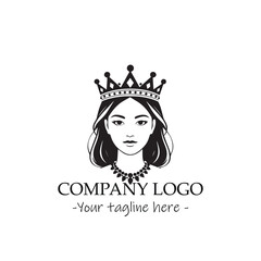 a Queen silhouette black and white illustration for logo company vector image
