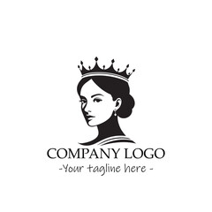 a Queen silhouette black and white illustration for logo company vector image