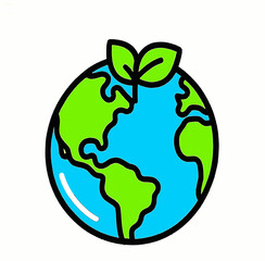 The Earth with a sprouting plant on top represents growth and environmental care
