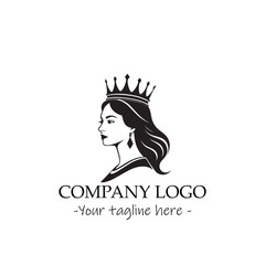 a Queen silhouette black and white illustration for logo company vector image