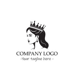 a Queen silhouette black and white illustration for logo company vector image