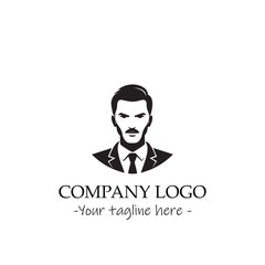 a Man silhouette black and white illustration for logo company vector image