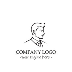 a Man silhouette black and white illustration for logo company vector image