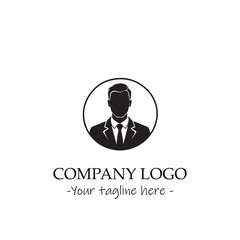 a Man silhouette black and white illustration for logo company vector image