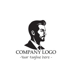 a Man silhouette black and white illustration for logo company vector image