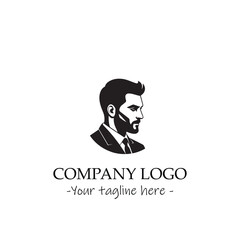 a Man silhouette black and white illustration for logo company vector image