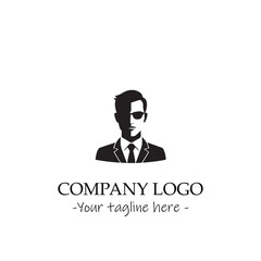 a Man silhouette black and white illustration for logo company vector image