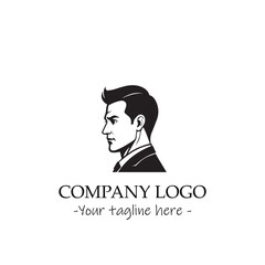 a Man silhouette black and white illustration for logo company vector image