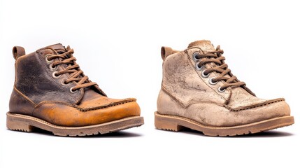 Isolated Restored Shoes on White Background