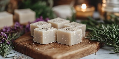 Handmade Soap Bars with Herbs.
