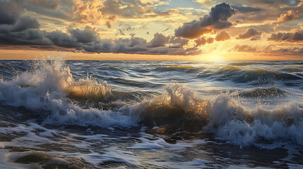 Fototapeta premium Endless Horizons A Timeless Connection Between Land and Sea