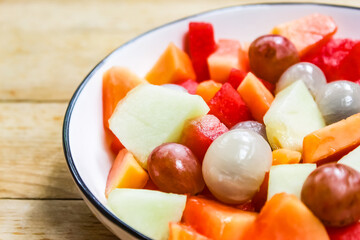 close up of fruit salad on a plate