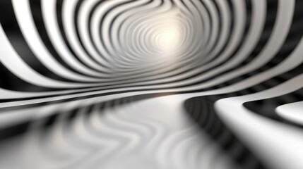Obraz premium Abstract tunnel design, black and white lines, perspective view
