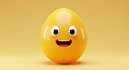 Fototapeta premium Cute Egg with Happy Expression Perfect for Easter Holiday Content