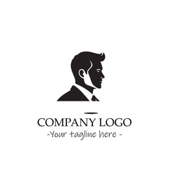 a Man silhouette black and white illustration for logo company vector image