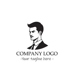 a Man silhouette black and white illustration for logo company vector image