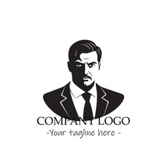 a Man silhouette black and white illustration for logo company vector image