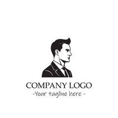 a Man silhouette black and white illustration for logo company vector image