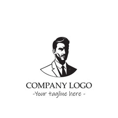 a Man silhouette black and white illustration for logo company vector image