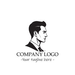 a Man silhouette black and white illustration for logo company vector image
