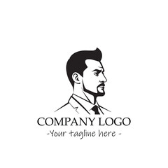 a Man silhouette black and white illustration for logo company vector image