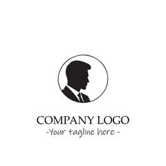 a Man silhouette black and white illustration for logo company vector image
