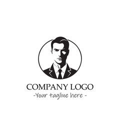 a Man silhouette black and white illustration for logo company vector image