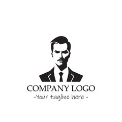 a Man silhouette black and white illustration for logo company vector image