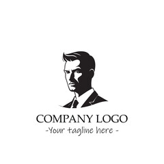 a Man silhouette black and white illustration for logo company vector image
