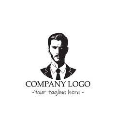 a Man silhouette black and white illustration for logo company vector image